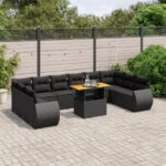 11-tlg. Garten-Sofagarnitur mit Kissen