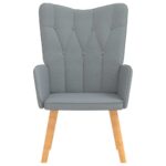 Relaxsessel mit Hocker Hellgrau Stoff – Bild 3