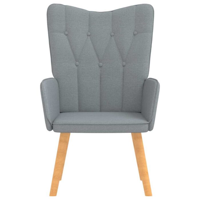 Relaxsessel mit Hocker Hellgrau Stoff – Bild 3