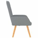 Relaxsessel mit Hocker Hellgrau Stoff – Bild 4