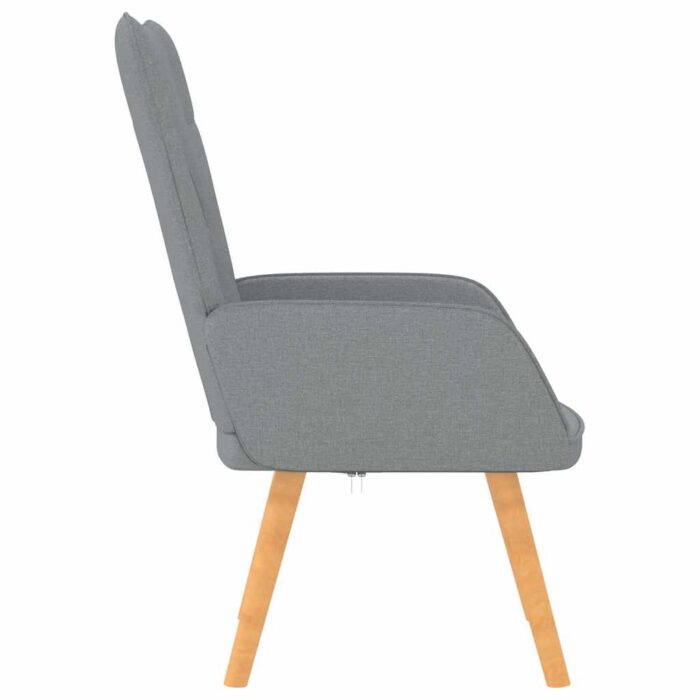 Relaxsessel mit Hocker Hellgrau Stoff – Bild 4