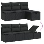 8-tlg. Garten-Sofagarnitur mit Kissen Schwarz Poly Rattan – Bild 3
