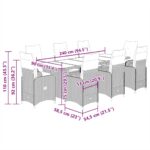 9-tlg. Garten-Bistro-Set mit Kissen Braun Poly Rattan – Bild 7