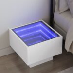 Nachttisch mit Infinity-LED Weiss 40x40x30 cm