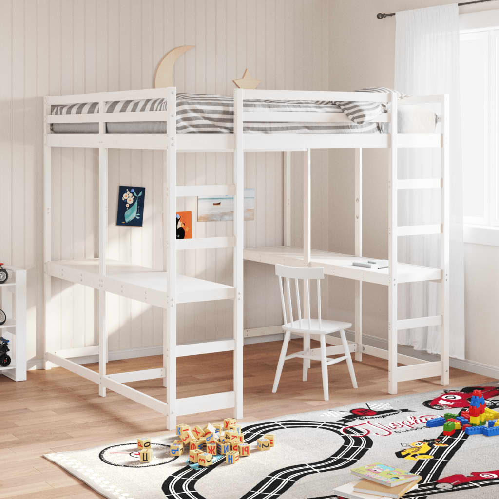 3284228_1.jpg Hochbett mit Schreibtisch & Leiter - Massivholz Kiefer – Bild 1