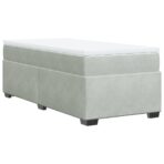 Boxspringbett mit Matratze Hellgrau 80x200 cm Samt – Bild 9