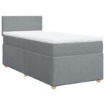 Boxspringbett mit Matratze Hellgrau 80x200 cm Stoff – Bild 2