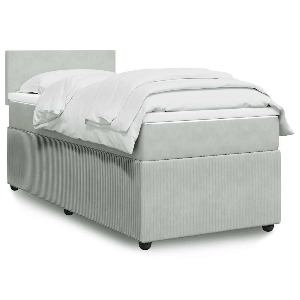 3287584_1.jpg Boxspringbett mit Matratze Hellgrau 80x200 cm Samt – Bild 1