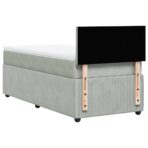 Boxspringbett mit Matratze Hellgrau 80x200 cm Samt – Bild 10