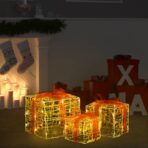 LED-Geschenkboxen 3 Stk. Weihnachtsdekoration Kaltweiss