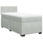 Boxspringbett mit Matratze Hellgrau 80x200 cm Samt – Bild 3