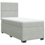 Boxspringbett mit Matratze Hellgrau 80x200 cm Samt – Bild 2