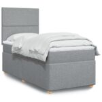Boxspringbett mit Matratze Hellgrau 80x200 cm Stoff