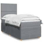 Boxspringbett mit Matratze Hellgrau 80x200 cm Stoff