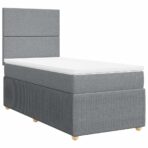 Boxspringbett mit Matratze Hellgrau 80x200 cm Stoff – Bild 2
