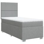 Boxspringbett mit Matratze Hellgrau 80x200 cm Stoff – Bild 3