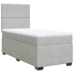Boxspringbett mit Matratze Hellgrau 80x200 cm Samt – Bild 6