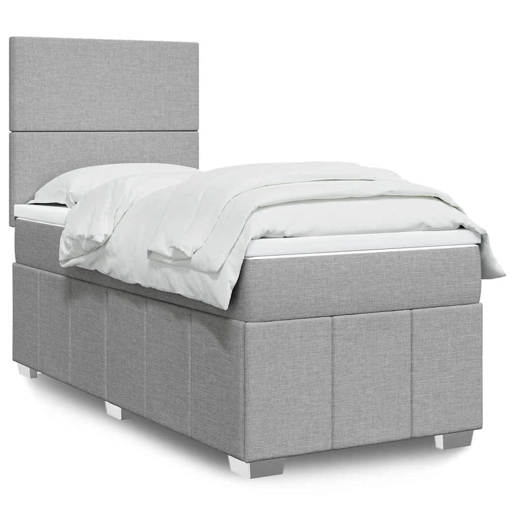 3293788_1.jpg Boxspringbett mit Matratze Hellgrau 80x200 cm Stoff – Bild 1
