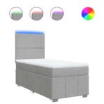 Boxspringbett mit Matratze Hellgrau 80x200 cm Stoff – Bild 2