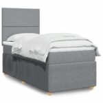 Boxspringbett mit Matratze Hellgrau 80x200 cm Stoff