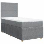 Boxspringbett mit Matratze Hellgrau 80x200 cm Stoff – Bild 3