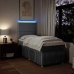 Boxspringbett mit Matratze Hellgrau 80x200 cm Stoff – Bild 4