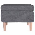 Hocker mit Holzbeinen Hellgrau Stoff – Bild 3