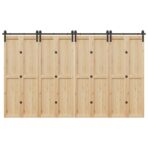 Schiebetürbeschlag-Set 366 cm Stahl Schwarz