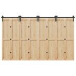 Schiebetürbeschlag-Set 366 cm Stahl Schwarz