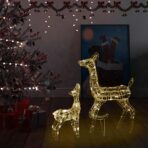 LED-Rentier-Familie Weihnachtsdeko Acryl 160 LED Warmweiss