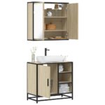 2-tlg. Badmöbel-Set Sonoma-Eiche Holzwerkstoff