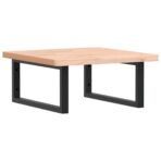 Waschbeckenregal Wandmontage Stahl und Massivholz Buche – Bild 2