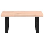 Waschbeckenregal Wandmontage Stahl und Massivholz Buche – Bild 4