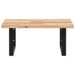 Waschbeckenregal Wandmontage Stahl und Akazienholz – Bild 4