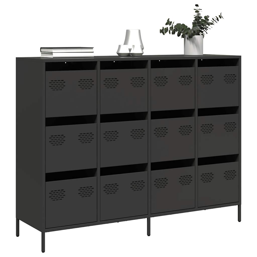 3307173_1.jpg Sideboard Schwarz 135x39x103,5 cm Kaltgewalzter Stahl – Bild 1