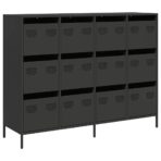 Sideboard Schwarz 135x39x103,5 cm Kaltgewalzter Stahl – Bild 2
