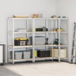 Lagerregale mit 4 Böden 3 Stk. Silbern Stahl & Holzwerkstoff – Bild 3