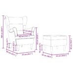 Sessel mit Fusshocker Hellgrau Stoff – Bild 11