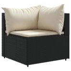 6-tlg. Garten-Lounge-Set mit Kissen Schwarz Poly Rattan – Bild 4