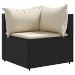 4-tlg. Garten-Lounge-Set mit Kissen Schwarz Poly Rattan – Bild 5