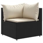 4-tlg. Garten-Lounge-Set mit Kissen Schwarz Poly Rattan – Bild 3