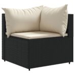 9-tlg. Garten-Sofagarnitur mit Kissen Schwarz Poly Rattan – Bild 3
