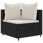 4-tlg. Garten-Sofagarnitur mit Kissen Schwarz Poly Rattan – Bild 3