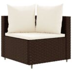 9-tlg. Garten-Sofagarnitur mit Kissen Schwarz Poly Rattan – Bild 3
