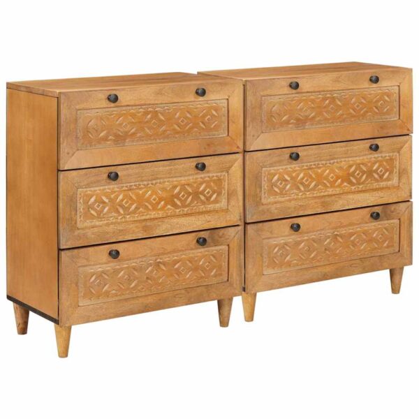 Sideboard 2 stk. 120 x 33,5 x 75 cm massives Mangoholz