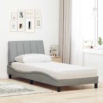 Bett mit Matratze "Hanko" Hellgrau 80x200 cm Stoff – Bild 3