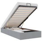 Ottoman-Bett ohne Matratze Hellgrau 80x200 cm Stoff – Bild 2