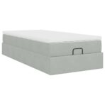 Ottoman-Bett mit Matratze Hellgrau 80x200 cm Samt – Bild 10