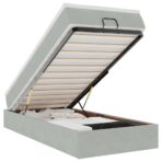 Ottoman-Bett mit Matratze Hellgrau 80x200 cm Samt – Bild 2