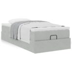 Ottoman-Bett mit Matratze Hellgrau 80x200 cm Samt – Bild 4